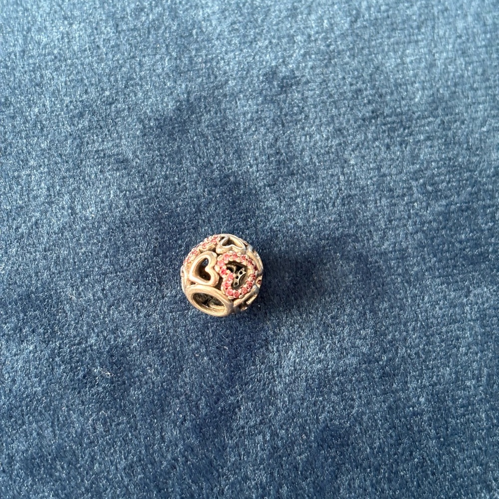 Pandora Gold and Pink Heart Charm